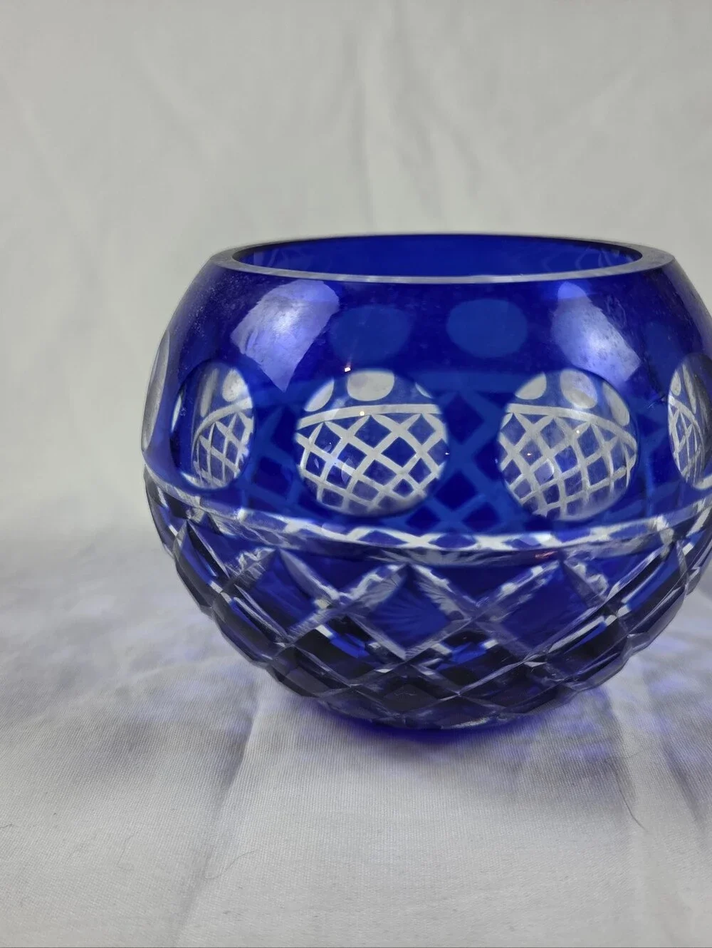 Cobalt Blue Bohemenian Cut Crystal 3.5